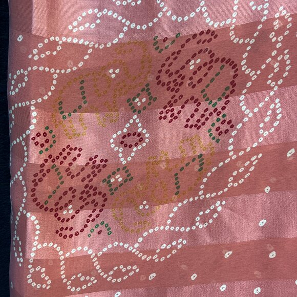 Vintage Sheer Silk-Like Elephant Pattern Fabric Scarf Wrap 48" x 220" Pre-Owned - Picture 3 of 4